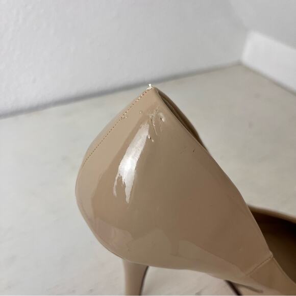 Shiekh nude faux patent ultra high heels gold tone toe plate 10 - Picture 10 of 12